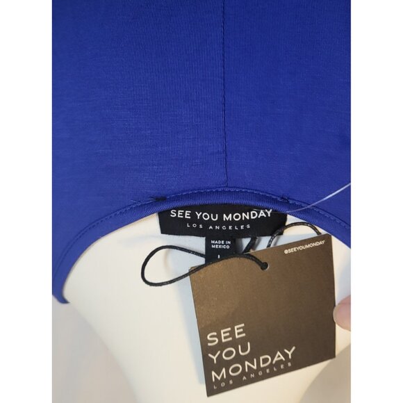 See You Monday Sundress Size Large Side Cut Outs Royal Blue Maxi NWT - Picture 5 of 8